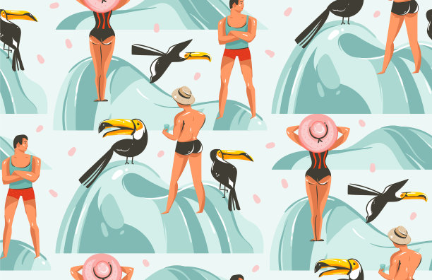 手绘抽象图形卡通夏季图片下载