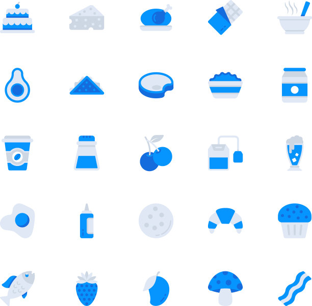 食物和饮料平面图标图片下载