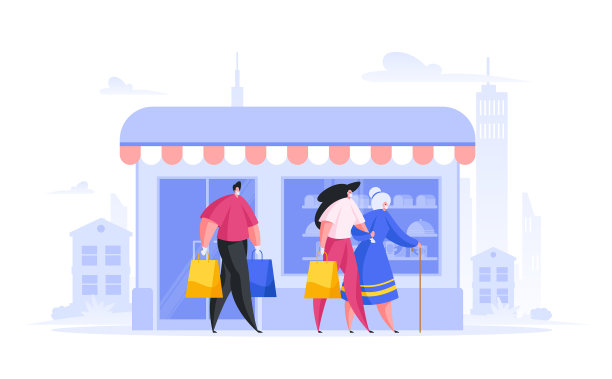 志愿者帮助老夫人去购物图片下载