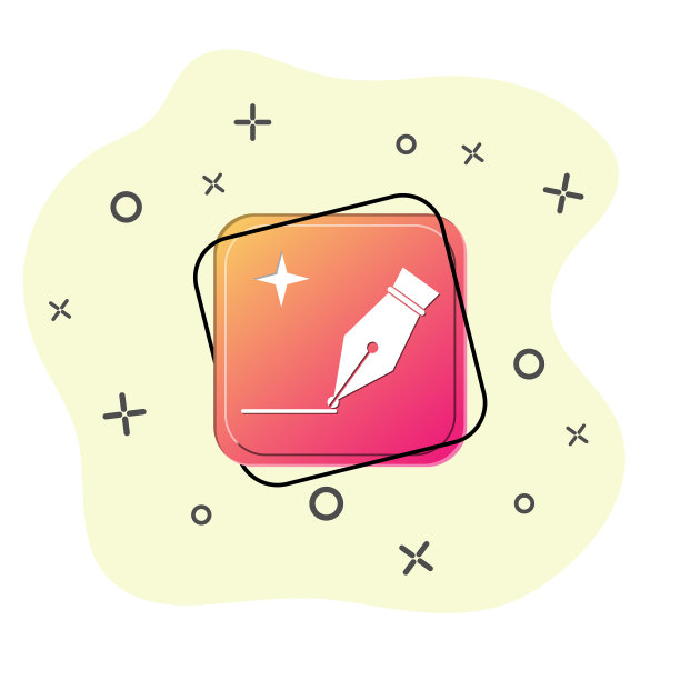 钢笔图标紫色方形按钮扁平化设计图片下载