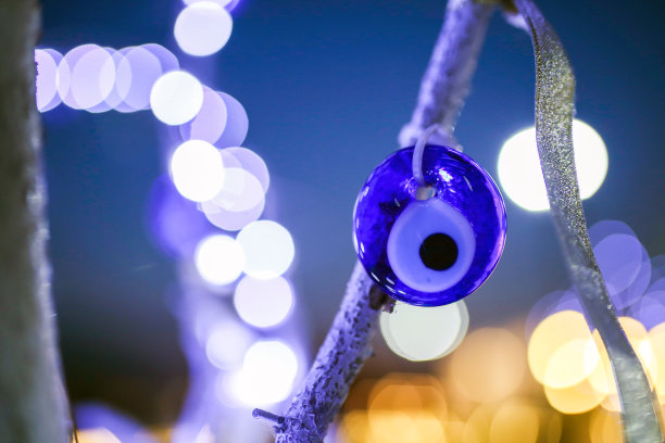 散景，邪恶眼珠，蓝色概念图片下载