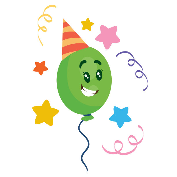 气球人物在派对帽子中孤立物体图片下载