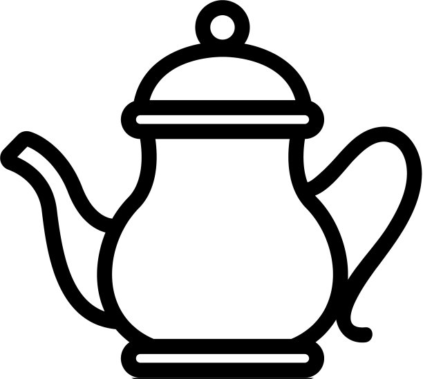 瓷茶壶盖上图标轮廓图片下载