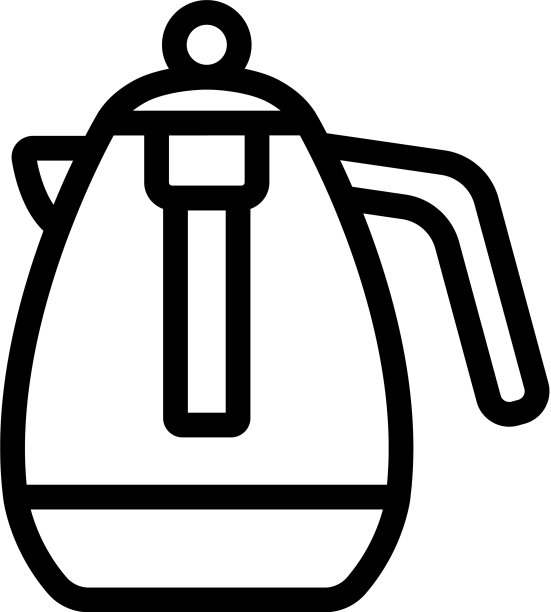 电水壶与按下图标轮廓图片下载
