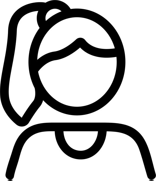 女孩与一个尾巴图标轮廓图片下载
