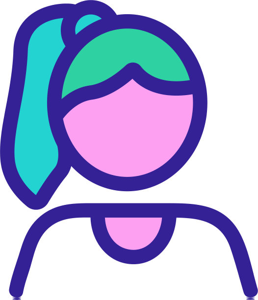 女孩与一个尾巴图标轮廓图片下载