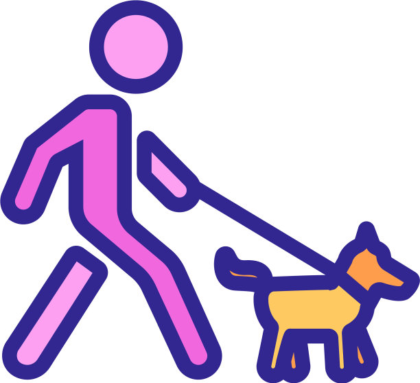 遛狗的人在皮带上的图标轮廓图片下载