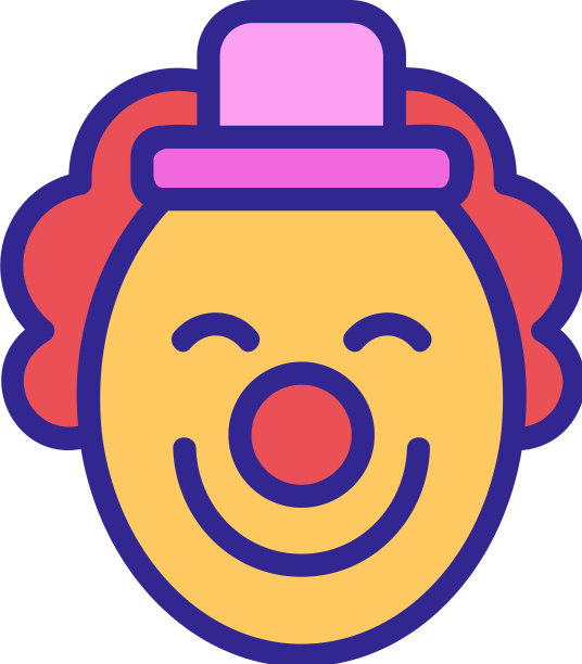 马戏团小丑与小帽子在头上的图标图片下载