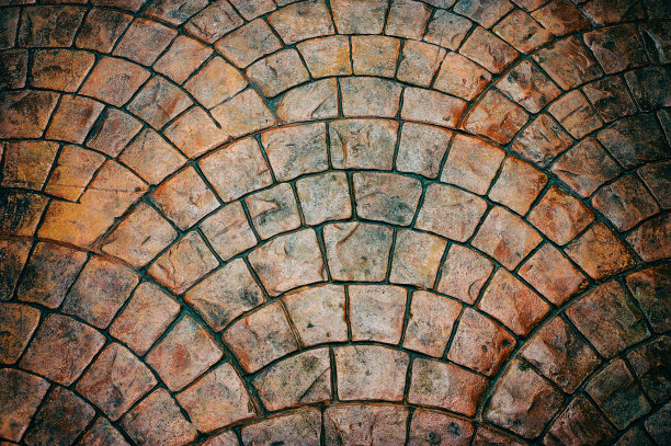古老的马赛克鹅卵石地板，小路图片下载