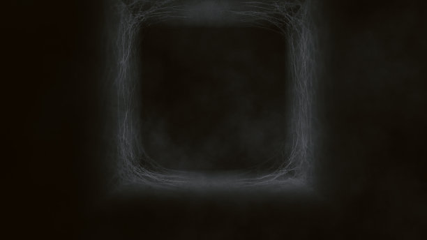 旧隧道与蜘蛛网和雾的气氛在黑暗的主题万圣节可怕的背景，3d渲染图片下载