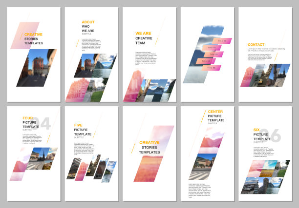 创意社交网络故事设计，垂直横幅或传单模板与彩色梯度几何背景。封面设计模板的传单，传单，小册子，介绍，广告图片下载