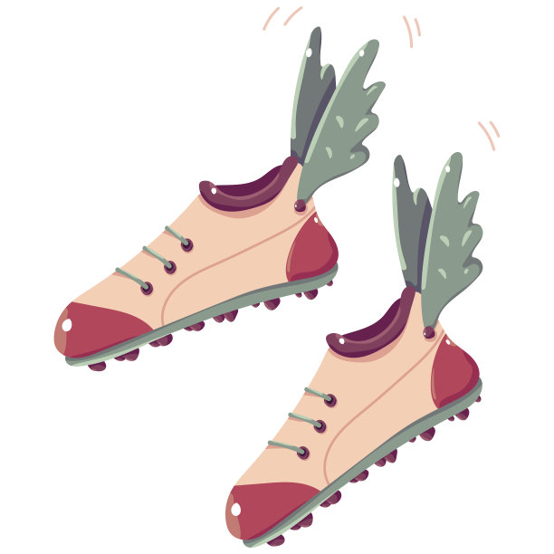 跑鞋与翅膀矢量卡通插图孤立在白色的背景。图片下载