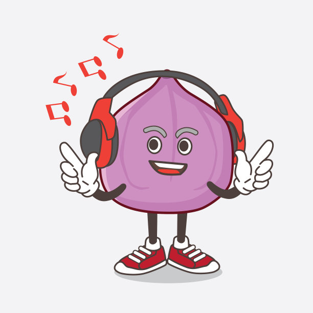 无花果水果卡通吉祥物人物听图片下载