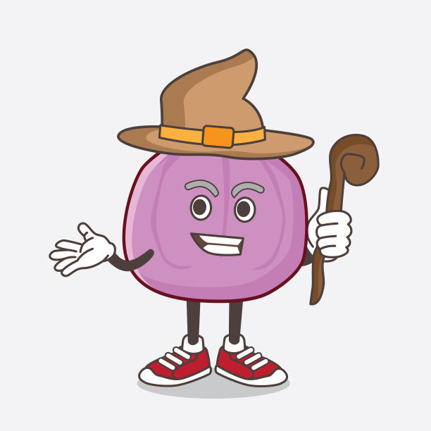 无花果水果卡通吉祥物角色为女巫图片下载