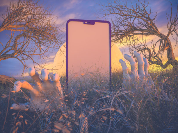 抽象万圣节背景用手机模拟出来。图片下载