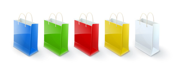 购物袋，包装商品的纸。插图。图片下载