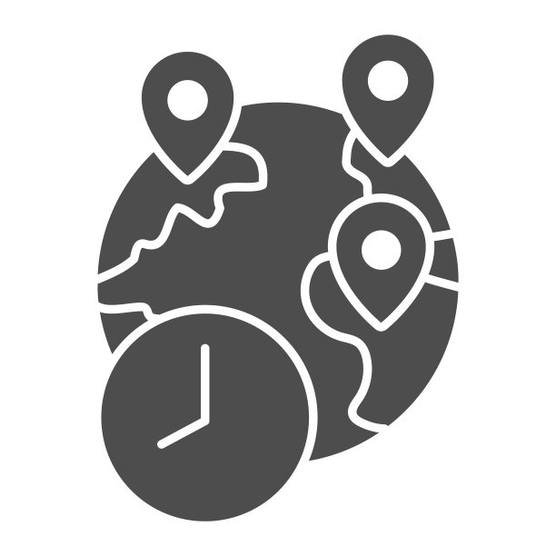 全球与针和时钟固体图标图片下载