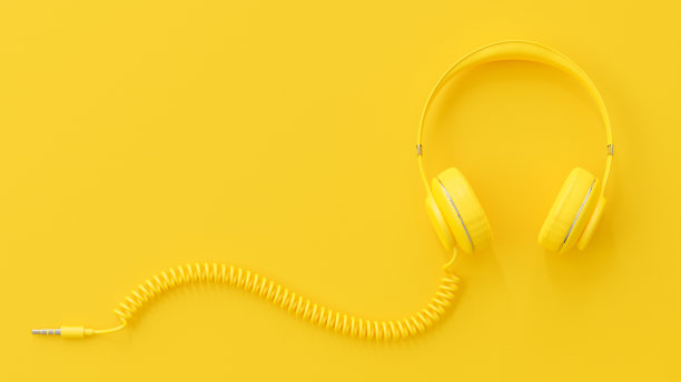 黄色的耳机。图片下载