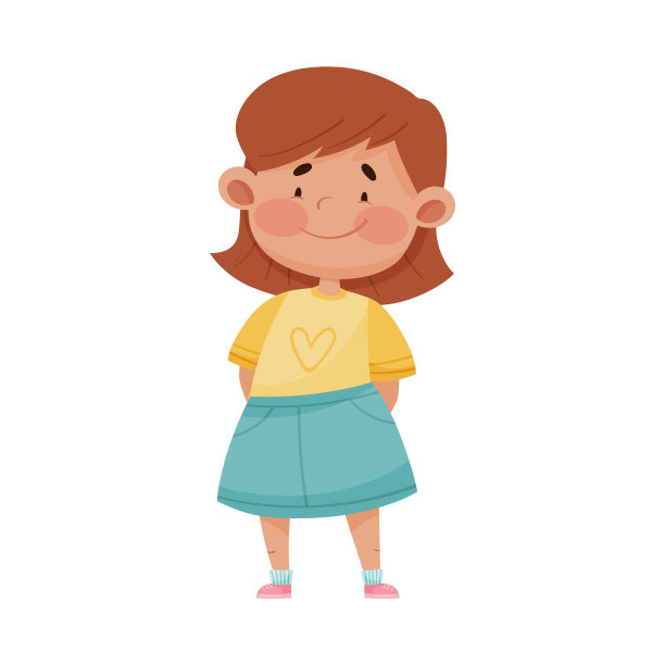 小女孩穿着蓝色的裙子，笑容可掬图片下载