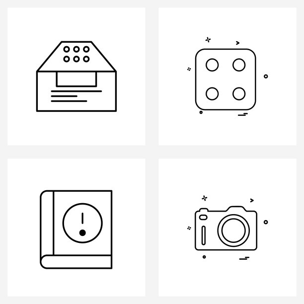 设置4个简单的线条图标为网页和打印这样图片下载