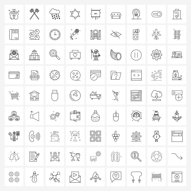 移动用户界面线图标设置81个现代象形图图片下载