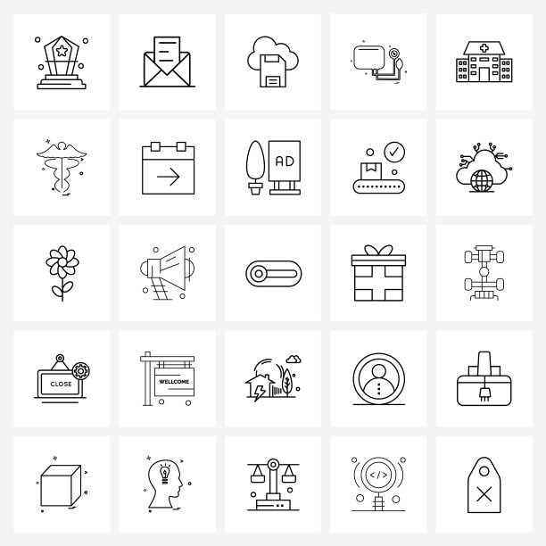 可编辑的线条图标和现代符号图片下载