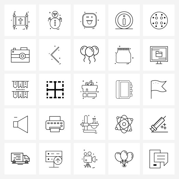 线条图标设置25个现代相机符号图片下载