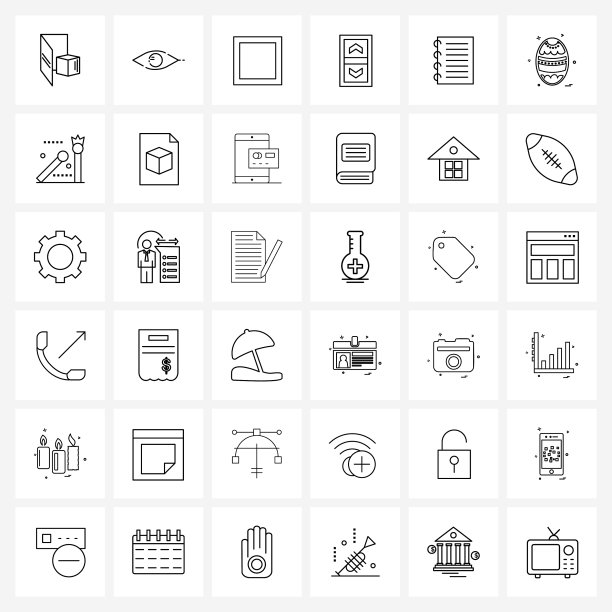 通用符号36个现代线条图标图片下载