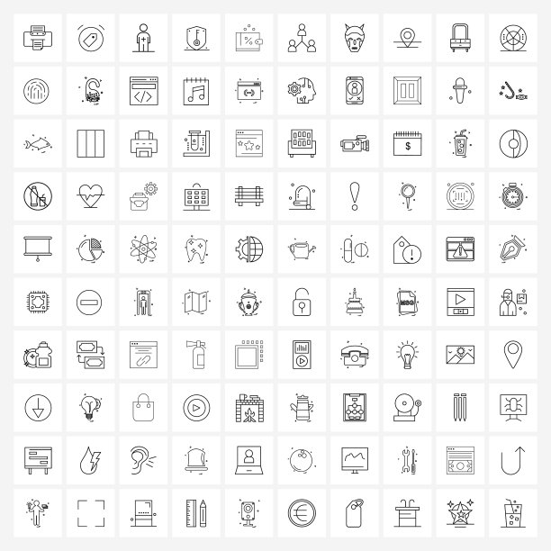 100个用于网络和移动的通用线图标图片下载