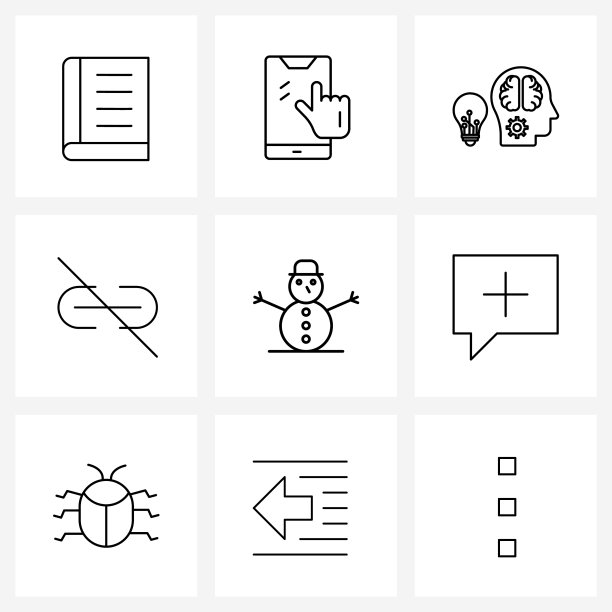 设置9个简单的线条图标雪链接目标图片下载