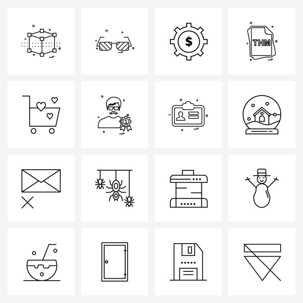 移动用户界面线图标设置16现代象形图图片下载