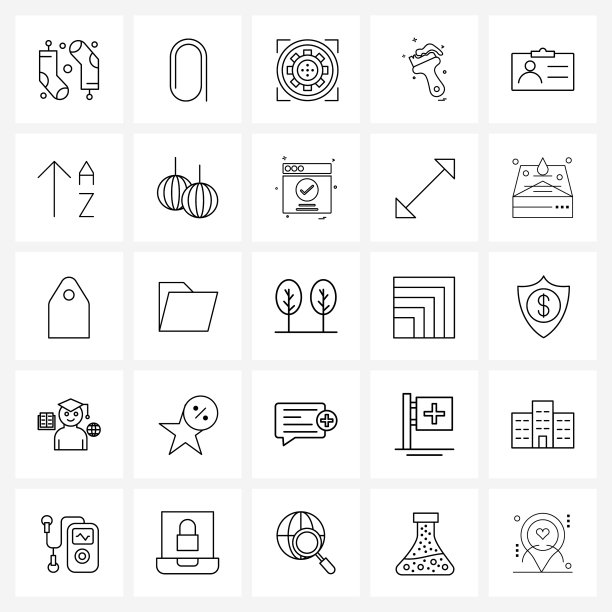 通用符号25现代线图标卡图片下载