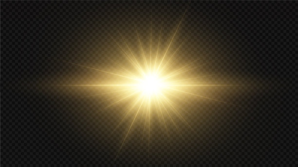 太阳破灭。闪亮的星星。金色的星星孤立在黑色的背景上。效果，闪光，爆炸，金色的光。向量illustration.Set。图片下载