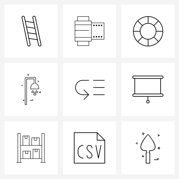 线条图标设置9个现代符号方式的文本图片下载