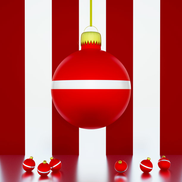 3D红色圣诞装饰条纹背景图片下载