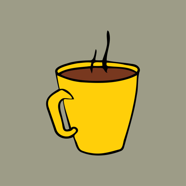 彩色矢量手绘涂鸦黄色杯热饮。图片下载