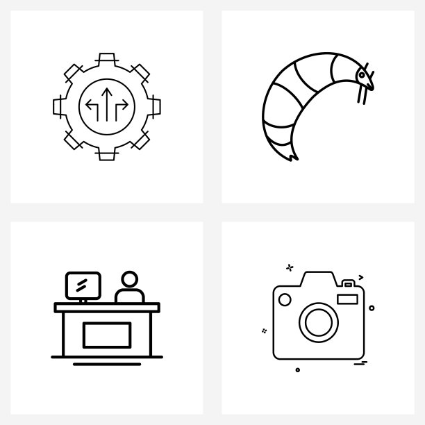 移动用户界面线图标设置4个现代象形图图片下载