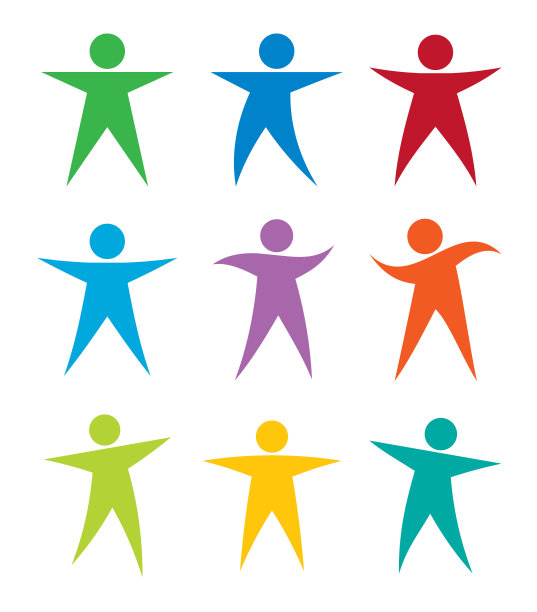 人物造型图标收集。不同的身体姿态向量集。跳舞和跳跃的人的化身符号。棍人角色摆姿势的标志。人的标志。轮廓孤立在白色背景上。图片下载