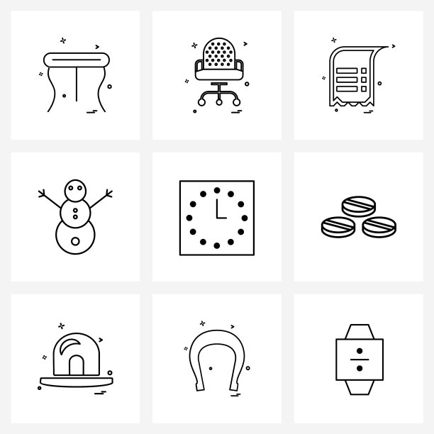 现代线9简单线图标手表时钟图片下载