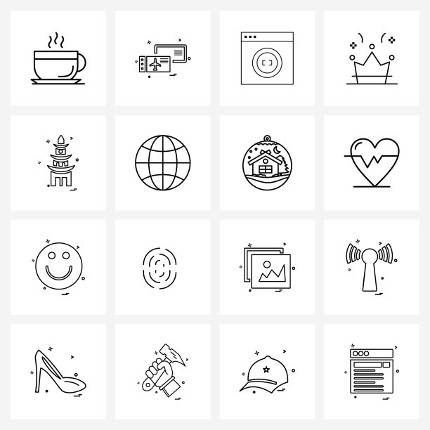 聚会游戏现代符号线条图标合集16图片下载