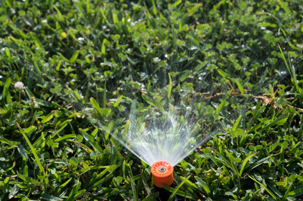 灌溉系统用于浇灌草坪作为背景或纹理图片下载