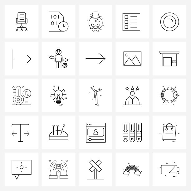 UI设置25个基本线条图标家具点图片下载