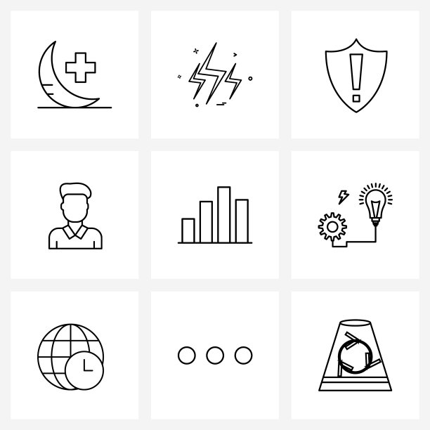 现代线条9简单线条图标业务图片下载