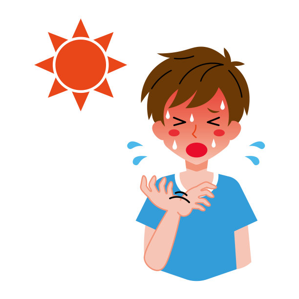 男孩中暑。图片下载
