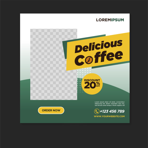 咖啡店社交媒体张贴模板广场横幅图片下载