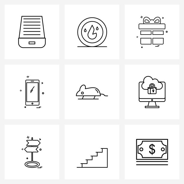 通用符号9现代线条的图标图片下载