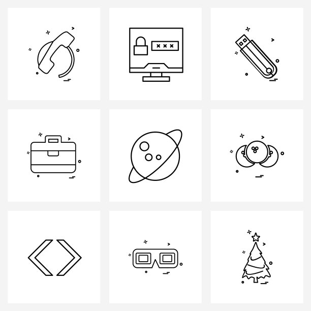 现代线条9简单线条图标占星术图片下载