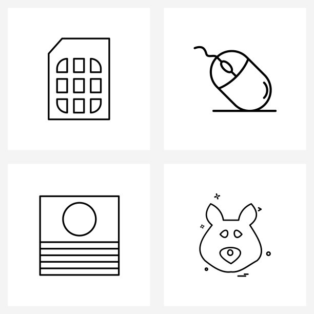 移动用户界面线图标设置4个现代象形图图片下载