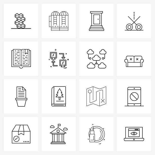 股票图标设置16行符号的书籍工具图片下载