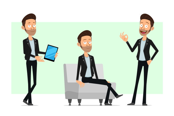 卡通摇滚男孩角色集图片下载